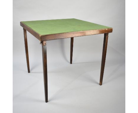 A Vintage Whist Table with Beize Top and Folding Legs