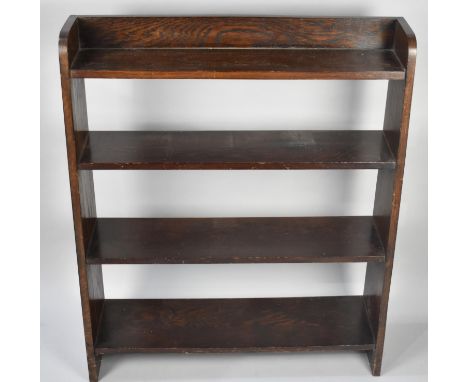 A Mid 20th Century Oak Waterfall Four Shelf Galleried Open Bookcase, 77cms Wide