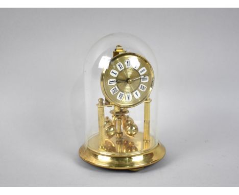 A Mid 20th Century Kundo Pillar Clock Under Glass Dome, 16cms High