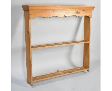 A Modern Pine two Shelf Plate Rack, 79cms Wide