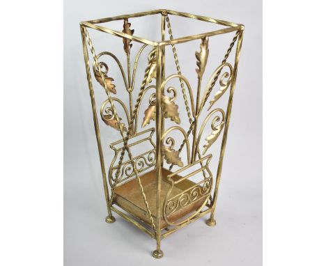 A Gilt Sprayed Wrought Iron Stick Stand. 50cms High