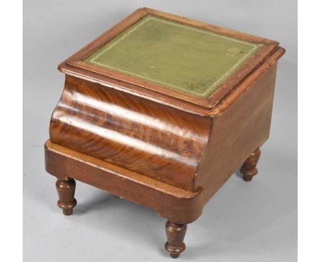 A 19th Century Lift Top Walnut Box Commode with Inset Tooled Leather Panel to Lid