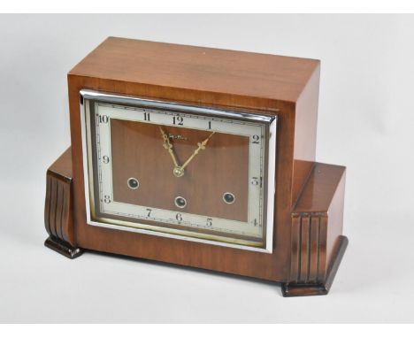 A Bentima Art Deco Westminster Chime Mantel Clock, Working Order, 32cms Wide