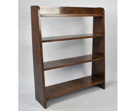 A Mid 20th Century Oak Four Shelf Open Galleried Waterfall Bookcase, 76cms Wide