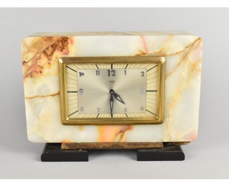 A French Art Deco Onyx Mantel Clock by Bayard, Paris, 25.5cms Wide