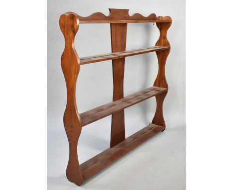 A Wall Hanging Galleried Three Shelf Plate Rack, 102cms Wide