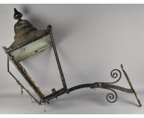 A Victorian Metal Wall Lantern, 79cm high (Weathered Condition and No Glass Panels)