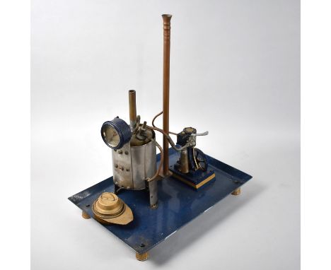 An Early/Mid 20th Century Scratch Built Fixed Steam Engine, Untested, Tray Base Measures 41x27cms