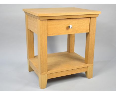 A Modern Bedside Table with Single Drawer and Stretcher Shelf, 52cms Wide and 58cms High