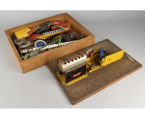 A Collection of Vintage Meccano and a SP3 Meccano Horizontal Live Steam Engine