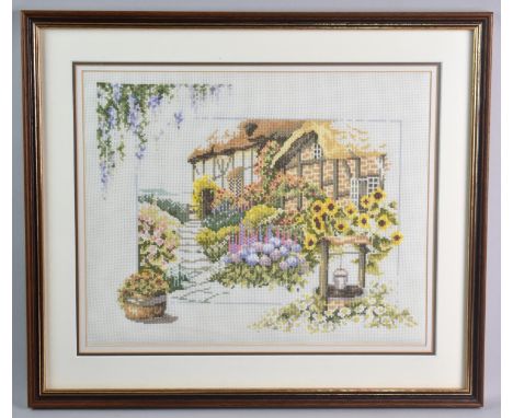 A Framed Tapestry, Cottage Scene, Subject 37x30cm