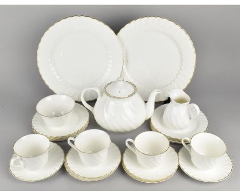 A Wedgwood Gold Chelsea Service to Comprise Tea Pot, Four Cups, Six Saucers, Eight Side Plates, Two Cake Plates, Milk Jug and