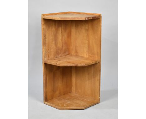 A Modern Wall Hanging Pine Corner Cabinet with Shaped Centre Shelf, 55cms Wide