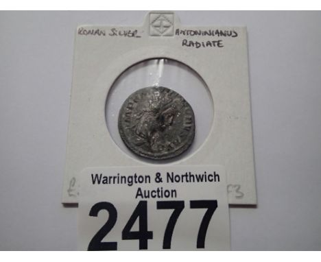 Roman silver antoninianus radiate. P&amp;P Group 1 (£14+VAT for the first lot and £1+VAT for subsequent lots) 