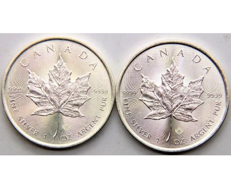 Two Canadian maple leaf coins. P&amp;P Group 1 (£14+VAT for the first lot and £1+VAT for subsequent lots) 