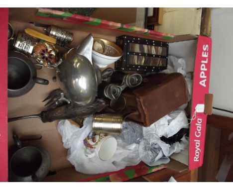 Box of mixed item to include a christening cup