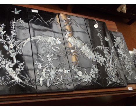 Wooden panels inlaid with mother of pearl