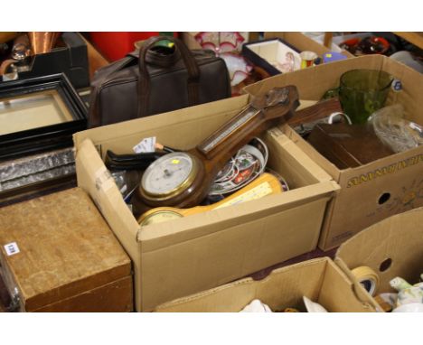 2 Boxes of assorted including Barometers and typewriter etc.