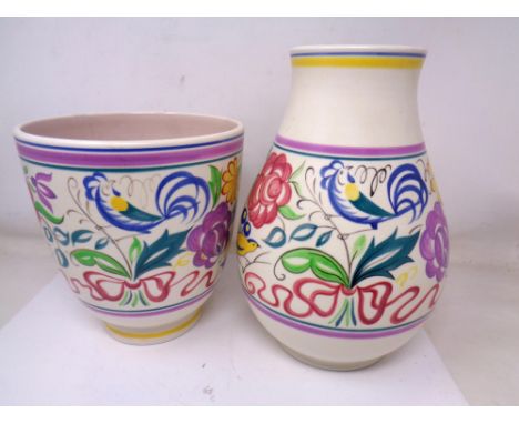 Two Poole pottery vases (tallest 25cm).