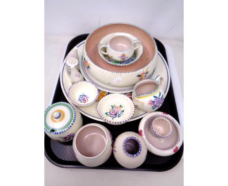 A tray of approximately 16 pieces of Poole pottery.