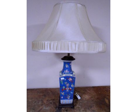 A Chinese porcelain vase converted to a table lamp.