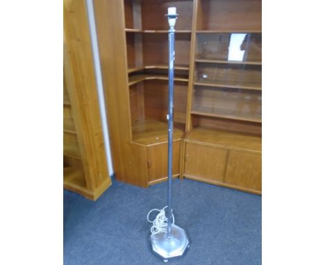 A chrome Art Deco standard lamp on octagonal base.