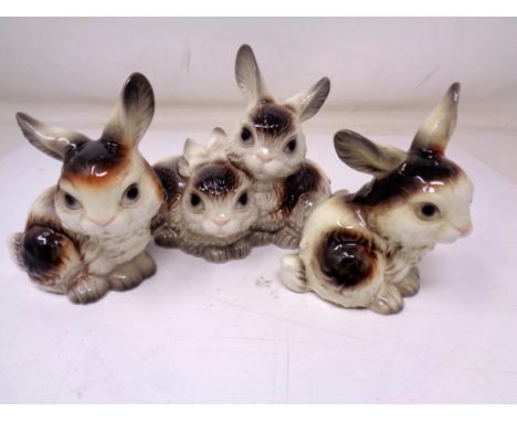 A group of three Goebel china rabbit figures (tallest 10cm).