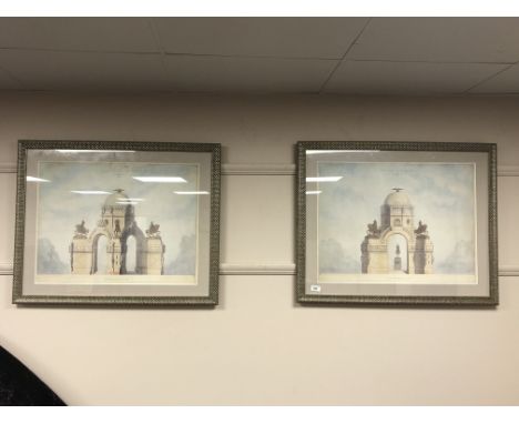 A pair of French architectural prints  (65cm by 49cm).