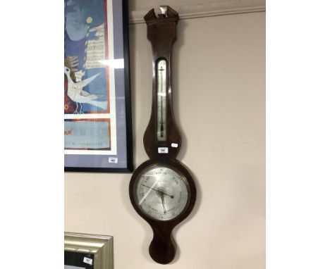 A George III inlaid mahogany banjo barometer with silvered dial by John Selva of Plymouth.