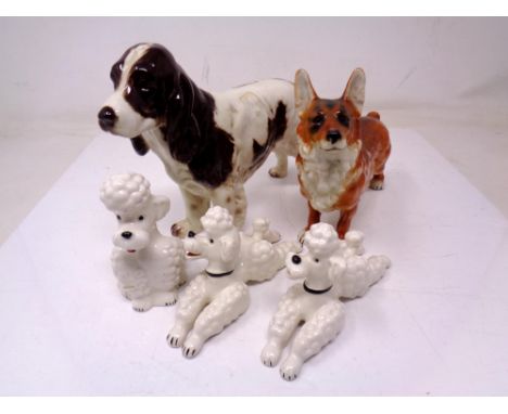 A group of five Goebel china dogs (tallest 15cm).