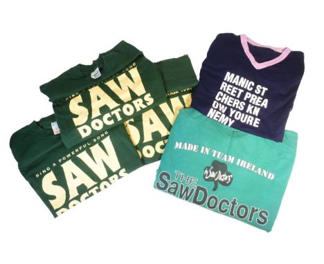 Saw Doctors (Irish band) - collection of x4 original Saw Doctors band concert tour t-shirts and one Manic Street Preachers (W