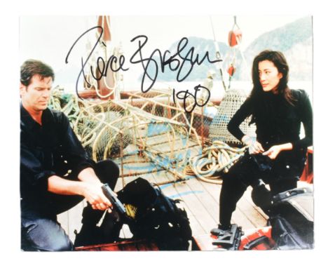 James Bond 007 - Pierce Brosnan &amp; Michelle Yeoh - Tomorrow Never Dies (1997) - scarce dual autographed colour 8x10" photo