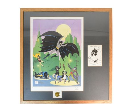 Batman - DC Comics - Bob Kane (1915-1998 - co-creator) - framed display featuring a hand drawn sketch of Batman in black ink 