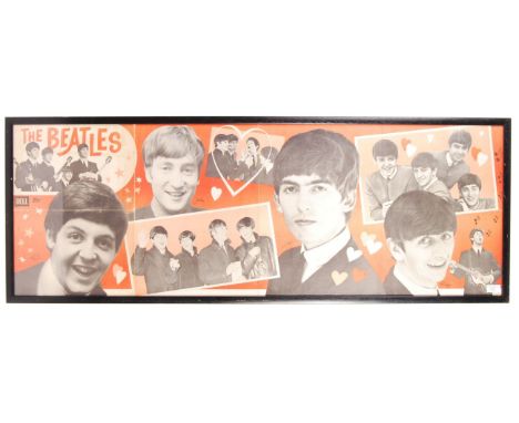 The Beatles - An original vintage 1960s Dell Publishing made fold-out large poster. The poster being in orange, with black an