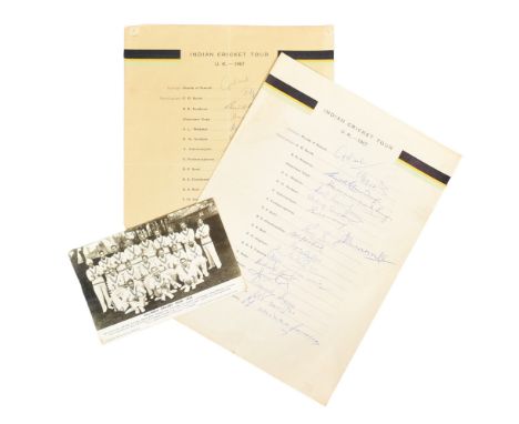 Cricket - Indian 1967 - two original ' Indian Cricket Tour UK 1967 ' signed teamsheets, autographed by the full team. Include