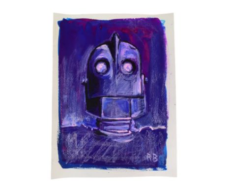 The Iron Giant (1999) - Richard Bazley (lead animator) - an original mixed media on paper painting of The Iron Giant in a hea