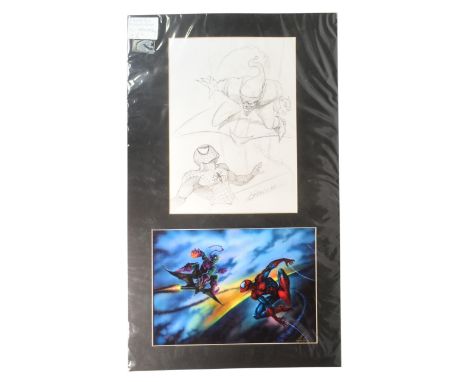 Marvel Comics - Dimitris Patelis (Marvel artist) - original hand-drawn illustration / sketch of Spider-Man and the Green Gobl