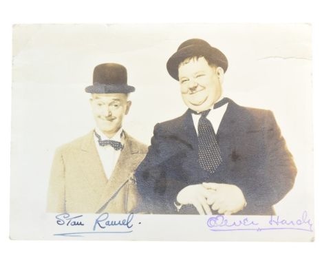 Stan Laurel (1860-1965) - English comic actor, writer and director - autographed vintage sepia 5x7" photograph of Laurel and 
