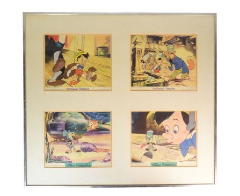 Pinocchio (1940 Walt Disney) - collection of x4 original vintage lobby cards. Each depicting a different scene from the anima