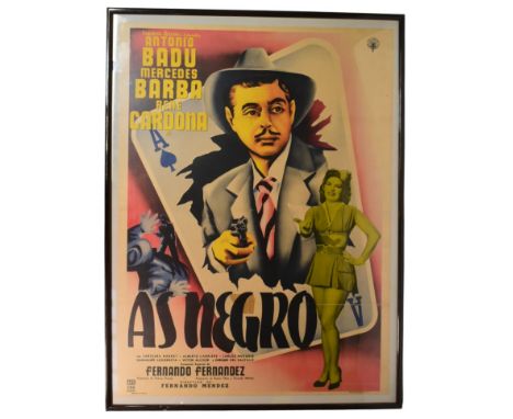 Cinema - Black Ace (Spanish - As Negro) (1954 Mexican noir crime film) - original 20th Century one-sheet movie poster. Starri