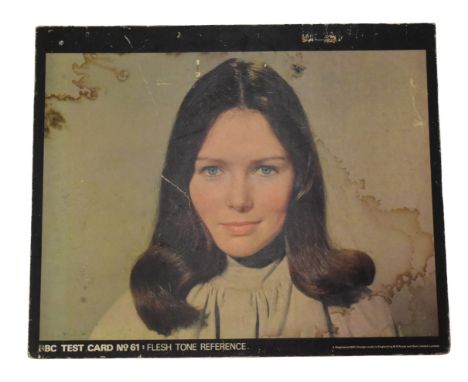 BBC Test Card - an original vintage c1970s BBC ' Test Card No.61 - Flesh Tone Reference '. Print on hardboard, by W. R. Royle