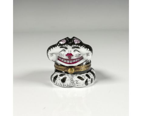 Adorable treasure box reminiscent of the Cheshire cat from Alice in Wonderland. MP Limoges France backstamp. This item includ