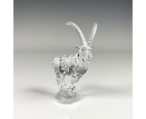Elegant Ibex figure from Endangered Species theme, showing an intricate clear crystal cut and frosted crystal horns. Swarovsk