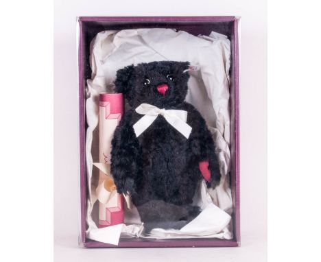 Steiff Ltd Edition Genuine Mohair Teddy Bear. Date 1998 ' Dominic ' 652844 Numbers 154  of 1,500. Features Black Mohair and h