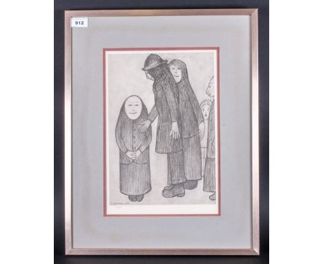 L.S.Lowry 1887-1976 Limited & Numbered Edition Lithograph Titled 'Family Discussion' Pencil marked 323/850. Guild stamped and