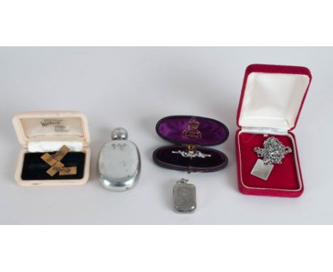 Misc Assortment Of Jewellery Comprising Victorian Silver Pin Brooch with a Scottish Cairgorn Stone, A Lonz Top Flask, Pair Of