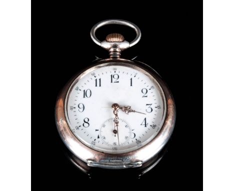 Swiss - Antique and Fine - Silver Open Faced Chronometer Pocket Watch. White Porcelain Dial, Marked 800. Good Condition and W