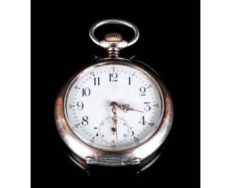 Swiss - Antique and Fine - Silver Open Faced Chronometer Pocket Watch. White Porcelain Dial, Marked 800. Good Condition and W