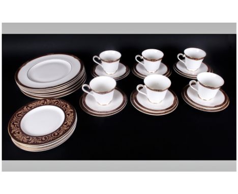 Royal Doulton Fine Bone China Part ( 30 ) Piece Tea and Dinner Service ' Tennyson ' Pattern H.5249. Comprises 6 Dinner Plates