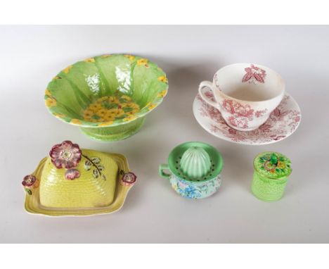 Collection of Items comprising Shelley Lemon Squeezer, Carlton Ware cheese dish and other art pottery.